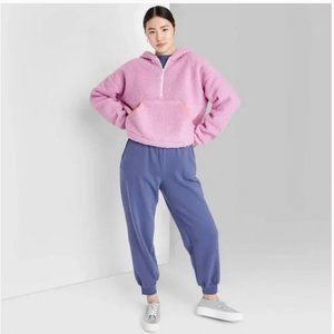 Wild Fable - Half-Zip Pink Sherpa Anorak Jacket